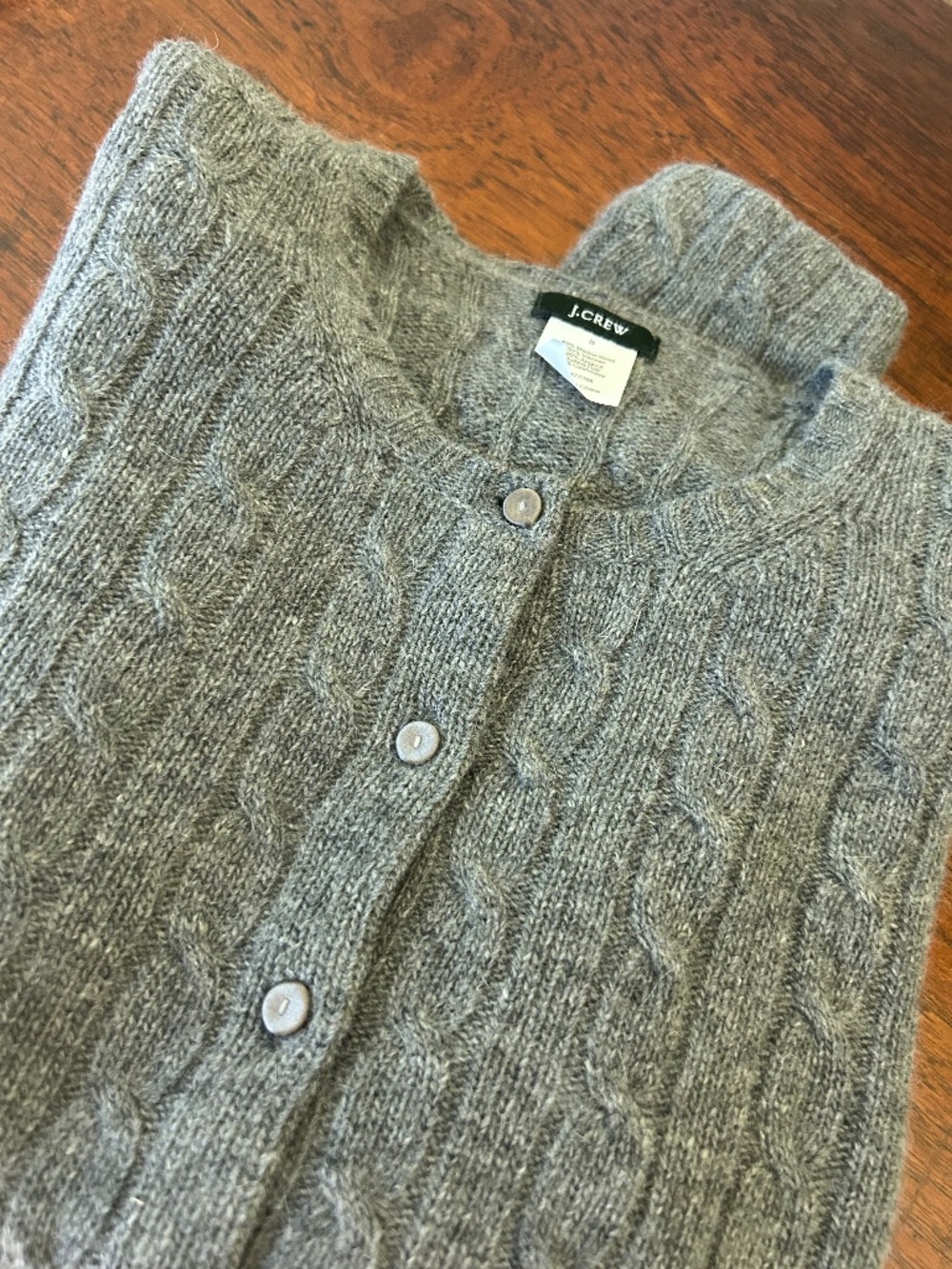 J.Crew Cable Knit Cardigan Angora Cashmere Blend Grey Size S - Picture 1 of 5